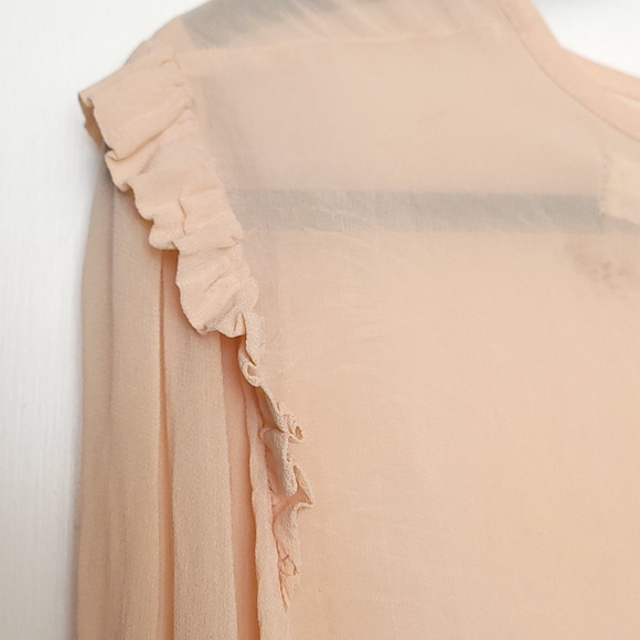Vintage Urban Outfitters long-sleeved sheer peach ruffle blouse - Picture 11 of 12